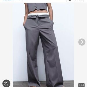 ZARA Top Stitch Foldover Waist Pants